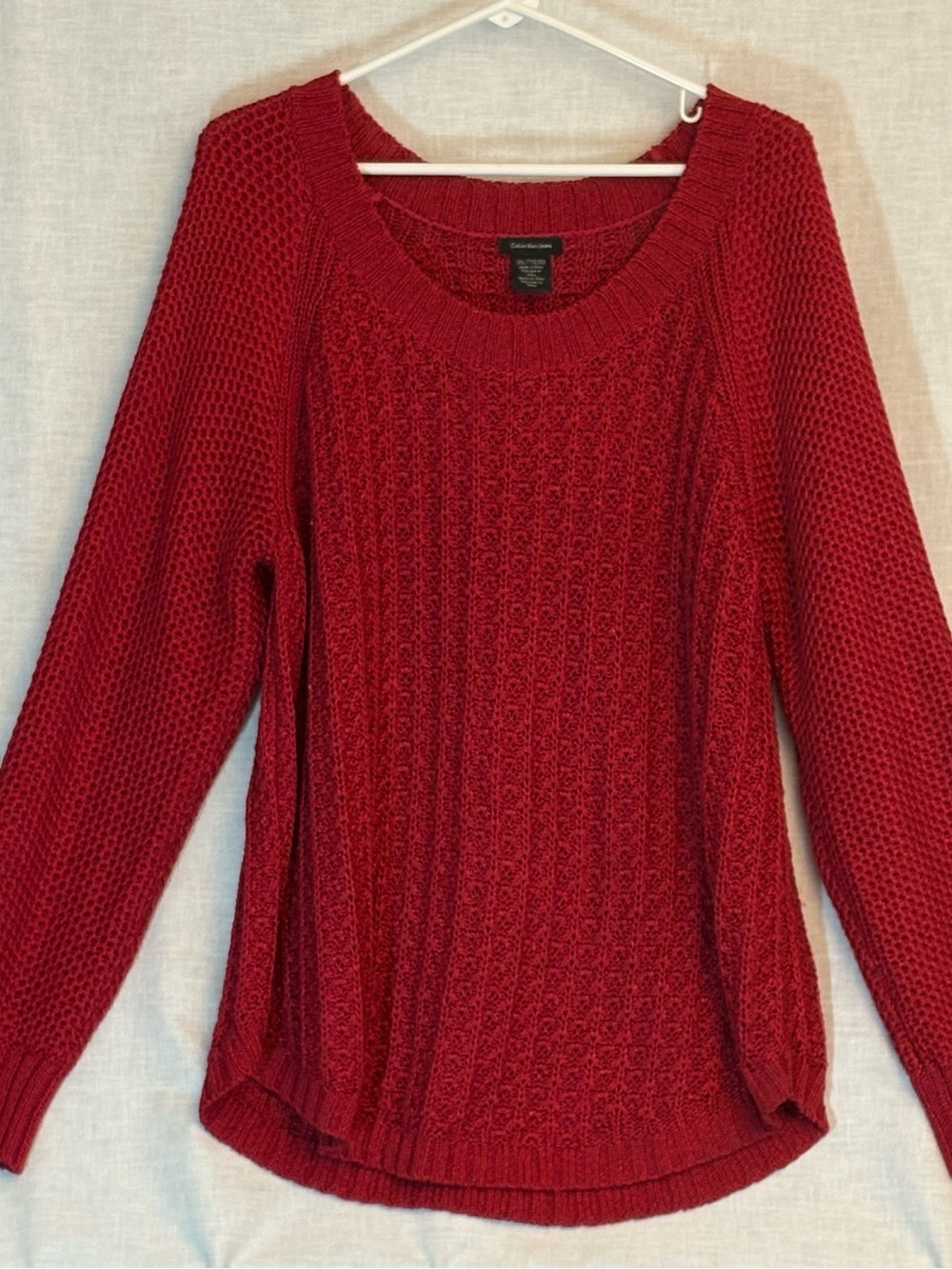 Calvin Klein Jeans Cable-Knit Scoop Neck Sweater - Red
